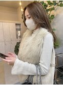 グレージュ切りっぱなしボブ前髪ありミニボブミルクティベージュ