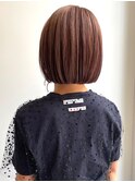 ナチュラルブラウン 切りっぱなしボブ 髪質改善 丸みボブ