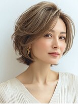 ハーツ 青山表参道店(Heart's)&nbsp;白髪ぼかし脱白髪染め似合わせショートボブ40代50代60代