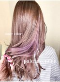 美髪インナーカラーセクションカラーペールベージュラベンダー