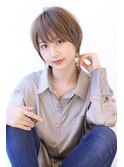 20代30代40代50代斜めバング前髪ピンクベージュマチルダボブ