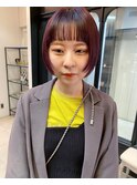 【表参道sheta小林】顔まわりレイヤーボブ ボルドーカラー