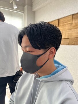 アジールヘア 所沢プロペ通り店(agir hair) アッシュブラックセンターパートショートメンズカット練馬所沢