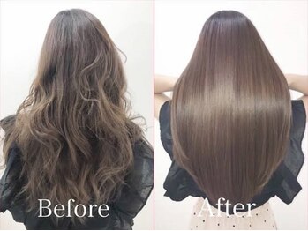 アメカジヘアー(アメガジ hair)の写真/今話題の髪質改善縮毛矯正を導入◎ダメージレスでサラサラな自然な仕上がりで、潤艶の美髪へ◇