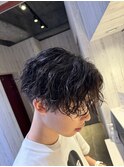 縦落ちウルフパーマ／ウザバング波ウェーブツイストパーマメンズ