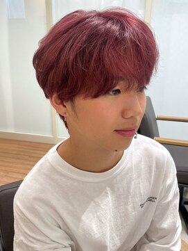 アイウィル(Ai WilL) ナチュラルパーマ チェリーレッド ツーブロックマッシュ