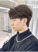 刈り上げショートニュアンスパーマ韓国マッシュ