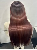 ロングヘアー ブリーチなし レッド 髪質改善 赤坂見附 美容室