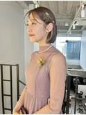結婚式お呼ばれボブアレンジ◎抜け感ハーフアップアレンジ