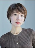 丸みショート・ボブ/丸顔/前髪あり/絶壁解消/３0代/４0代/５0代