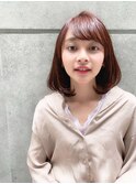 大人かわいいシースルーバングブランジュ小顔ボブ