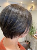 シークレットハイライト×グレージュ×ショート30代40代50代