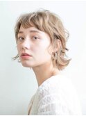 三軒茶屋_レディース_ミディアム_ブリーチ_ハイトーン_コテ巻き