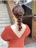 編み下ろし　ゆるふわヘアセット　パーティースタイル