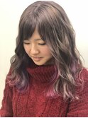 インナーカラー+グレージュ/メルティカラー/ウェーブミディアム