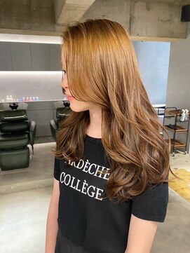 リール(rire) デザインカラーレイヤーカットウェットヘア夏オリーブベージュ