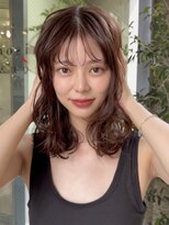 メゾンアクア 表参道(Maison ACQUA)&nbsp;小顔ミディアムパーマボブルフワンレンネビージュボブパーマ黒髪