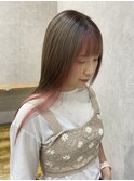 前髪インナーカラー／ピンク