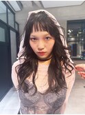 ロング前髪カット小顔黒髪顔周りレイヤー_F21227