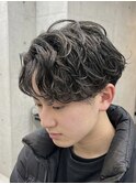 香川シャドウパーマメンズパーマセンターパートメンズショート