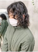 ミディアムウルフ、くるくるパーマ、スパイラルパーマ