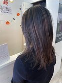 セミロング+ハイライト