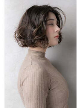 カバーヘア イヴ 戸頭店(COVER HAIR EVE) グレーベージュ波巻きカールかきあげボブ313Y戸頭20代30代40代