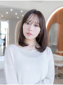 ミディアムレイヤー/大人可愛い/髪質改善/シースルーバング