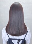 美髪韓国ヘア顔周りレイヤーロングチェリーブラウン_ba464281