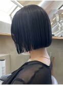ミニボブ髪質改善縮毛矯正地毛風ストレートレイヤーカット/銀座