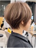 前髪小顔ニュアンスカラー大人ショートボブヘア20代30代40代