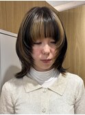 顔周りカット 顔まわりレイヤー 重ためウルフ