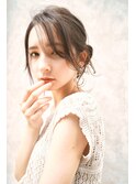 お団子アレンジ×透明感たっぷり♪スモーカーブラウン