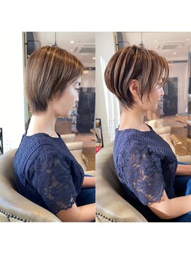 バンプ ギンザ(BUMP GINZA) 白髪ぼかしハイライト/絶壁解消/ひし形大人ショートボブ/聖