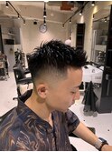 メンズスキンフェードバーバーアップバングF