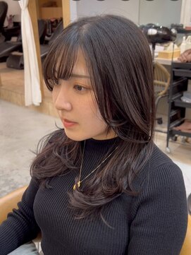 ロンドシエル 横浜(Lond ciel) ミニウルフレイヤーカット顔周り前髪韓国ミディアムロング/横浜