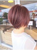 ショートヘアショートレイヤーショートボブレッドオレンジピンク