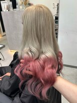 ラピス 福岡天神店(Lapis) ホワイトシルバーベージュミルクティー×エンドカラーピンク