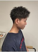 刈り上げアップバングショートツイストスパイラルパーマ