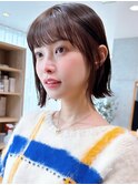 Say.外ハネボブ切りっぱなしボブオリーブグレー暗めカラー表参道