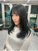 ハイライトカラーミルクティーベージュレイヤーカットオルチャン