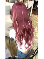 ルアナ 名古屋店(Luana) ブリーチカラーピンク×エクステ長さ出しとハイライト計70枚
