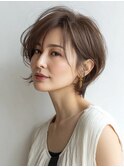 白髪ぼかし脱白髪染め似合わせショートボブ40代50代60代