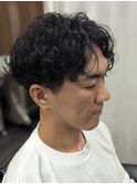 パーマ×センターパート