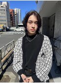 アッシュブラックカルマパーマベリーショートダークアッシュ