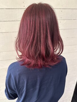 ルノン シェリー(LUNON cheliy) ガーネットピンク/ブリーチ無しWカラー/くびれヘアー