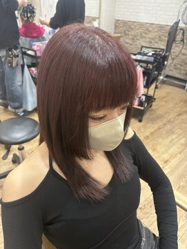 スカイ(SKY) チェリーレッド/ピンクカラー/ブリーチなし/姫カット/かわいい