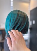 ミニボブ　アンブレラカラー　ターコイズ