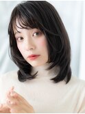 ツヤ髪伸ばしかけ大人可愛いレイヤーカットq古河20代30代40代