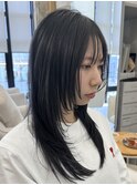 表参道酸性ストレートパーマ艶髪セミロングレイヤーアッシュ30代